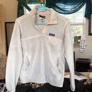 White and cream Patagonia pullover jacket